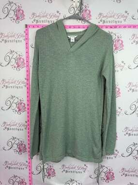 Ripzone knit hoodie sweater tie ups Cozy Hooded Knit Top in Sage Green